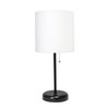 Limelights Black Stick Lamp with USB charging port and Fabric Shade, White LT2044-BAW